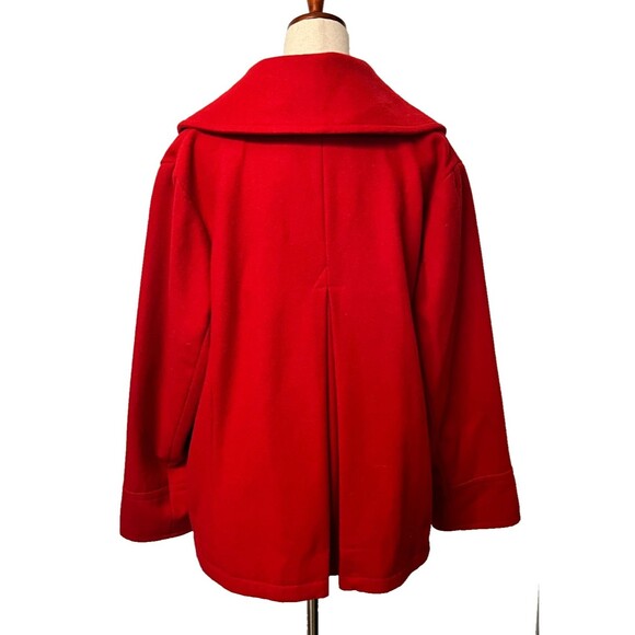 Vtg MERONA Women's Plus Size 24-26W Wool Peacoat Double Breasted Red Winter Warm - Picture 3 of 11